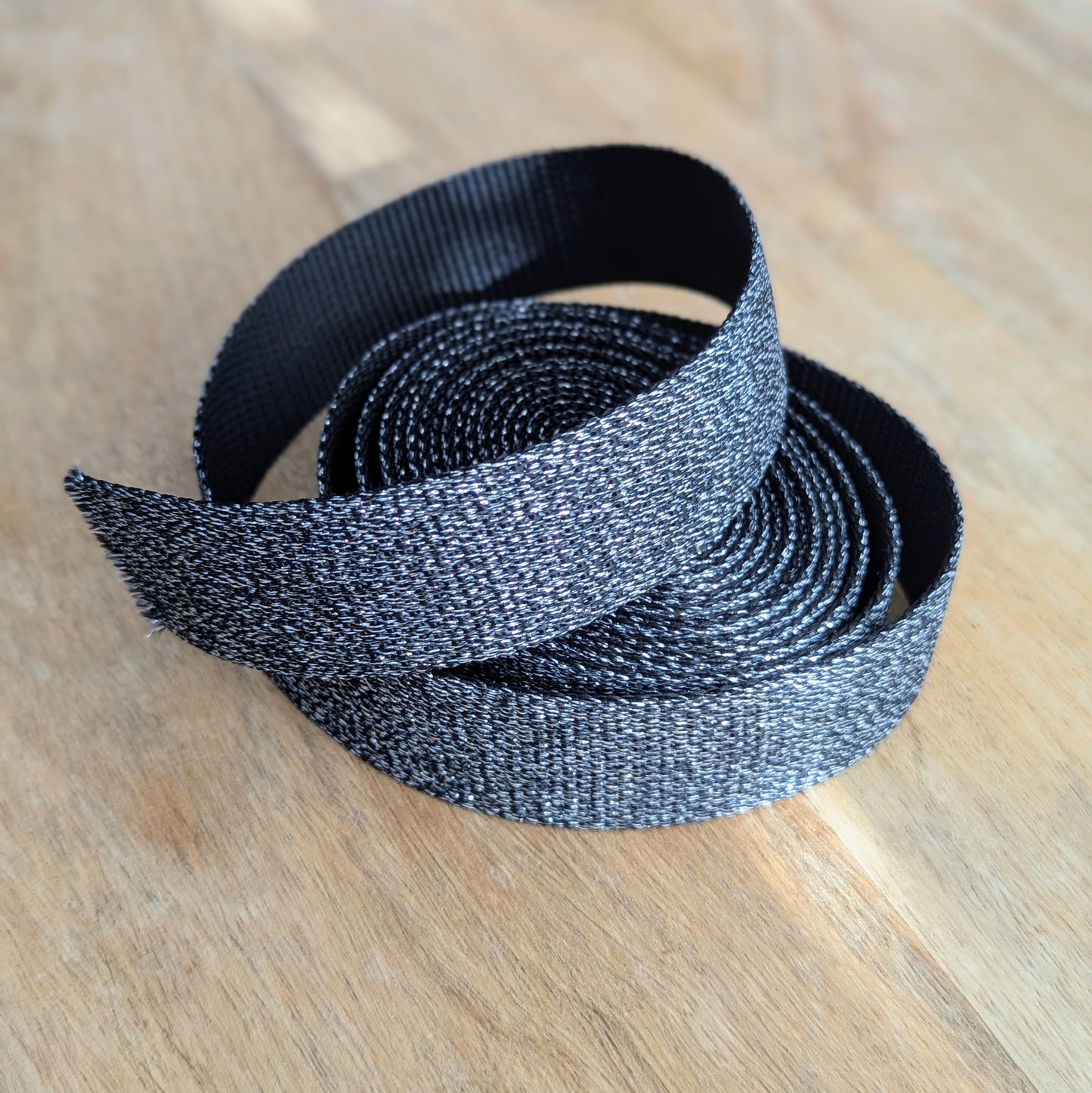 Destash Lot of webbing -- 136 inches black/silver 1 1/4" wide webbing