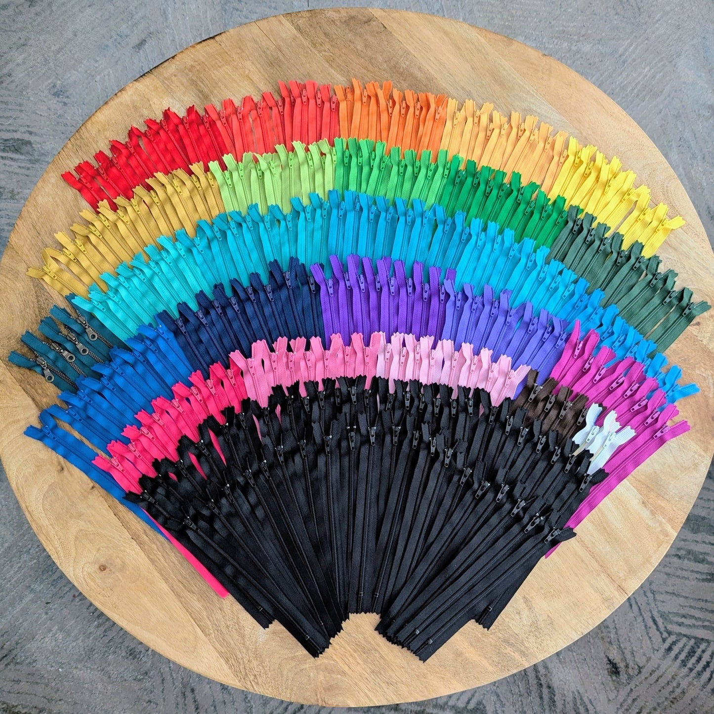 Destash Lot of 240 Zippers - 7" nylon and metal closed-end zippers in Assorted Colors