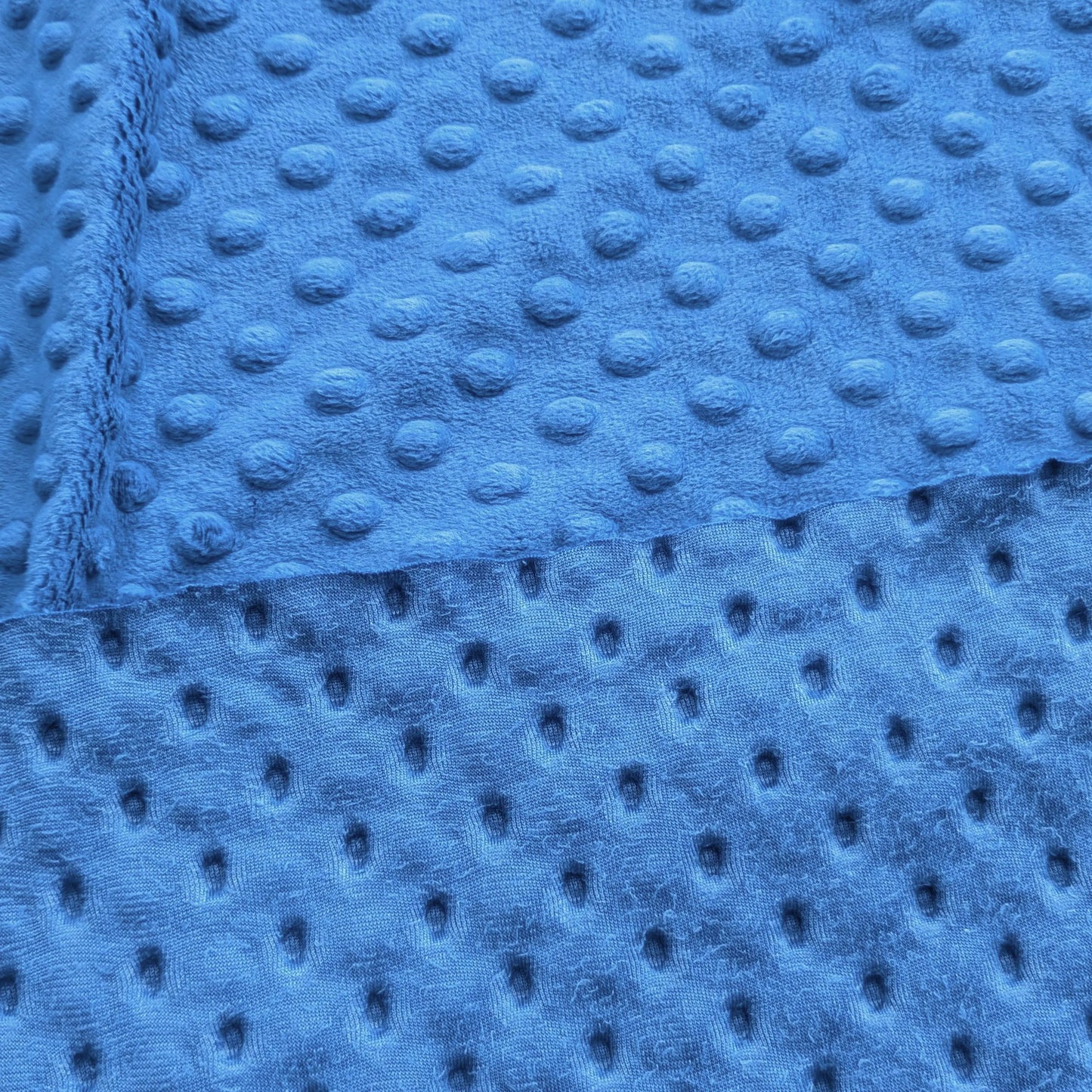Destash of Premium, Raised Dot Textured Plush Fabric in Electric Blue (by the yard)