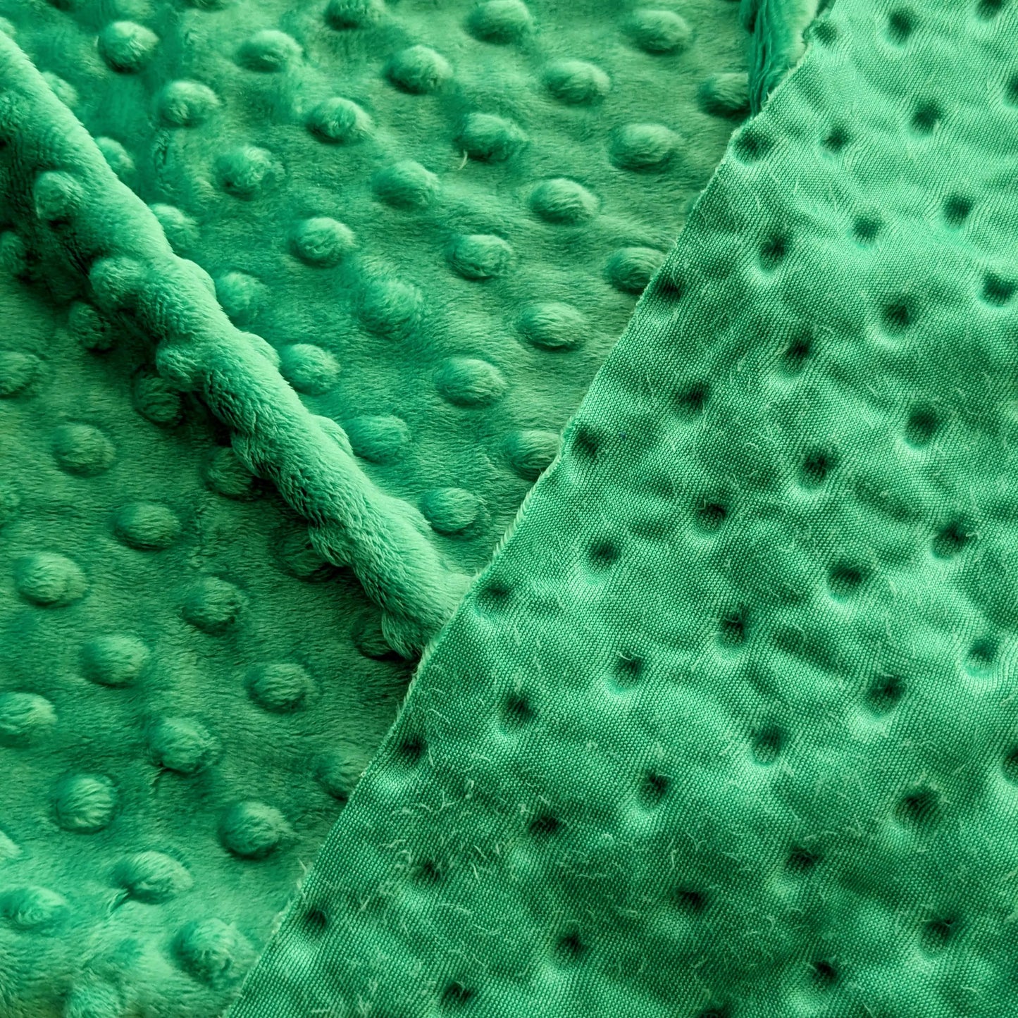 Destash of Premium, Raised Dot Textured Plush Fabric in Kelly Green (by the yard)