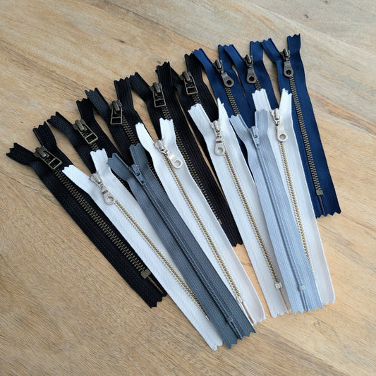 Destash Lot of 14 assorted zippers -- 6" closed-end zippers