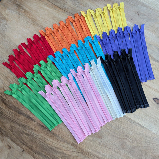 Destash Lot of 47 Zippers - 7" #3 nylon separating zippers in Assorted Colors