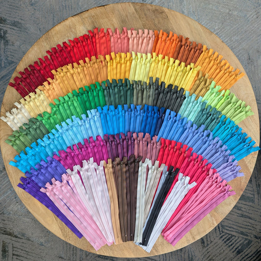 Destash Lot of 245 Zippers - 9" nylon closed-end zippers in Assorted Colors
