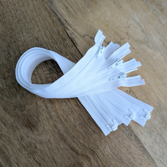 Destash Lot of 3 zippers -- 12" white separating nylon zippers