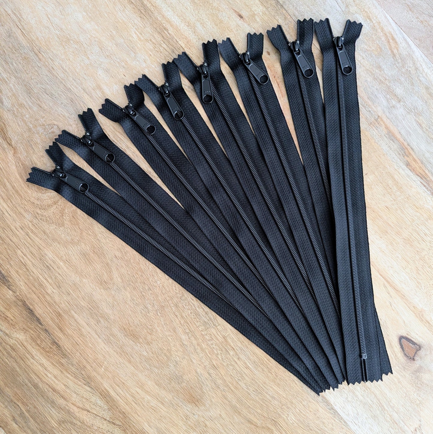 Destash Lot of 8 zippers -- 12" black closed-end nylon zippers