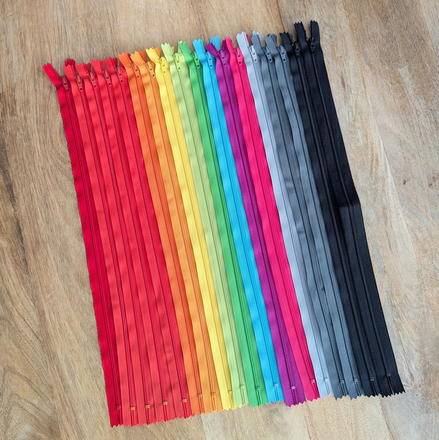 Destash Lot of 18 Zippers - 16" nylon closed-end zippers in Assorted Colors