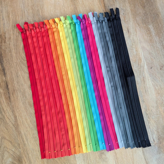 Destash Lot of 18 Zippers - 16" nylon closed-end zippers in Assorted Colors