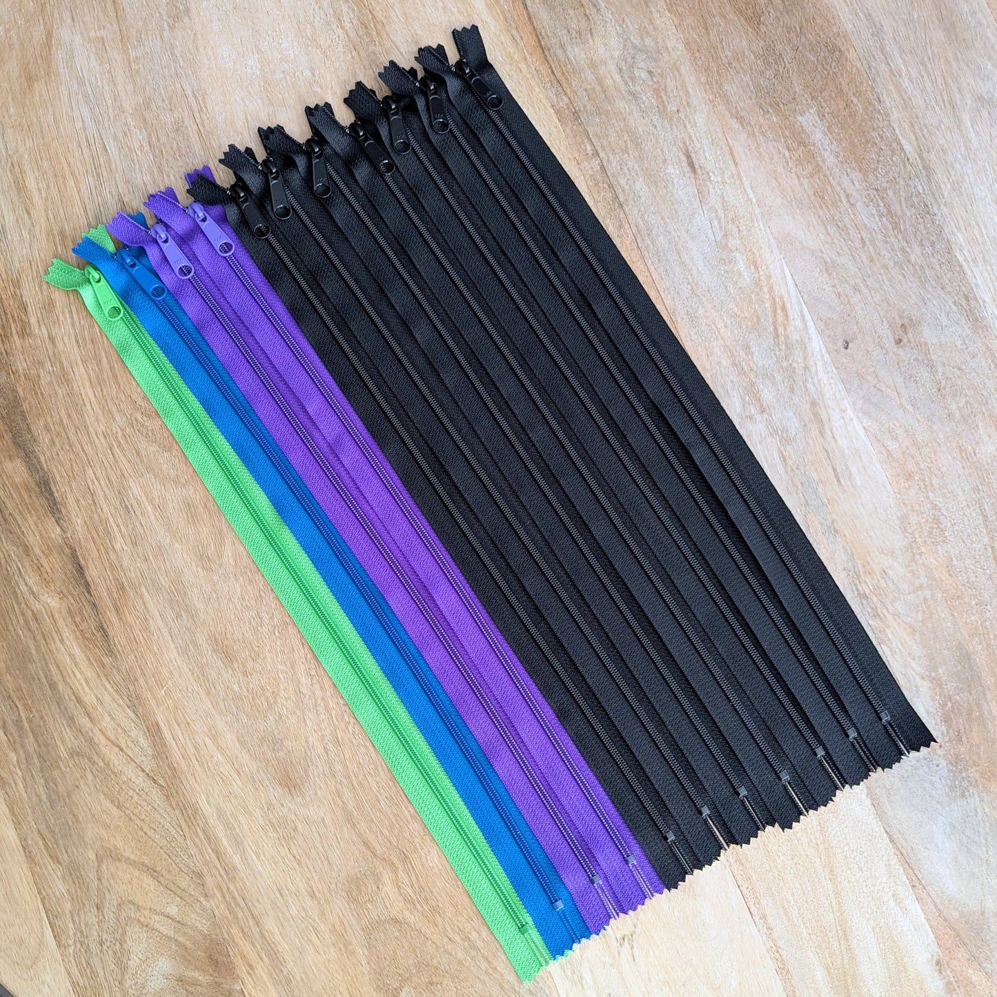 Destash Lot of 11 Zippers - 18" nylon closed-end zippers in Assorted Colors