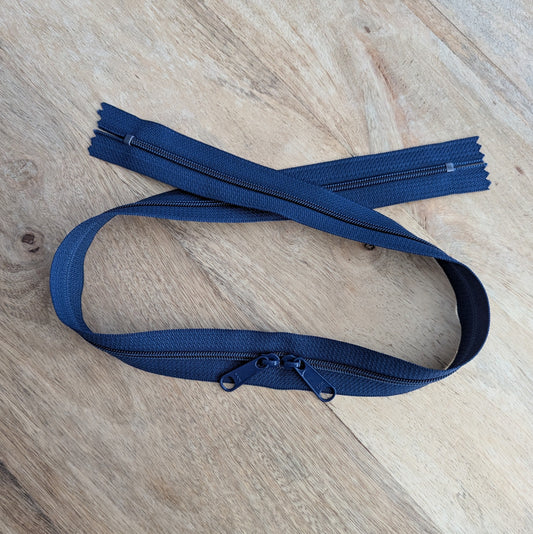 Destash Lot of 1 Zipper - 30" nylon double-pull closed-end zipper in Dark Blue