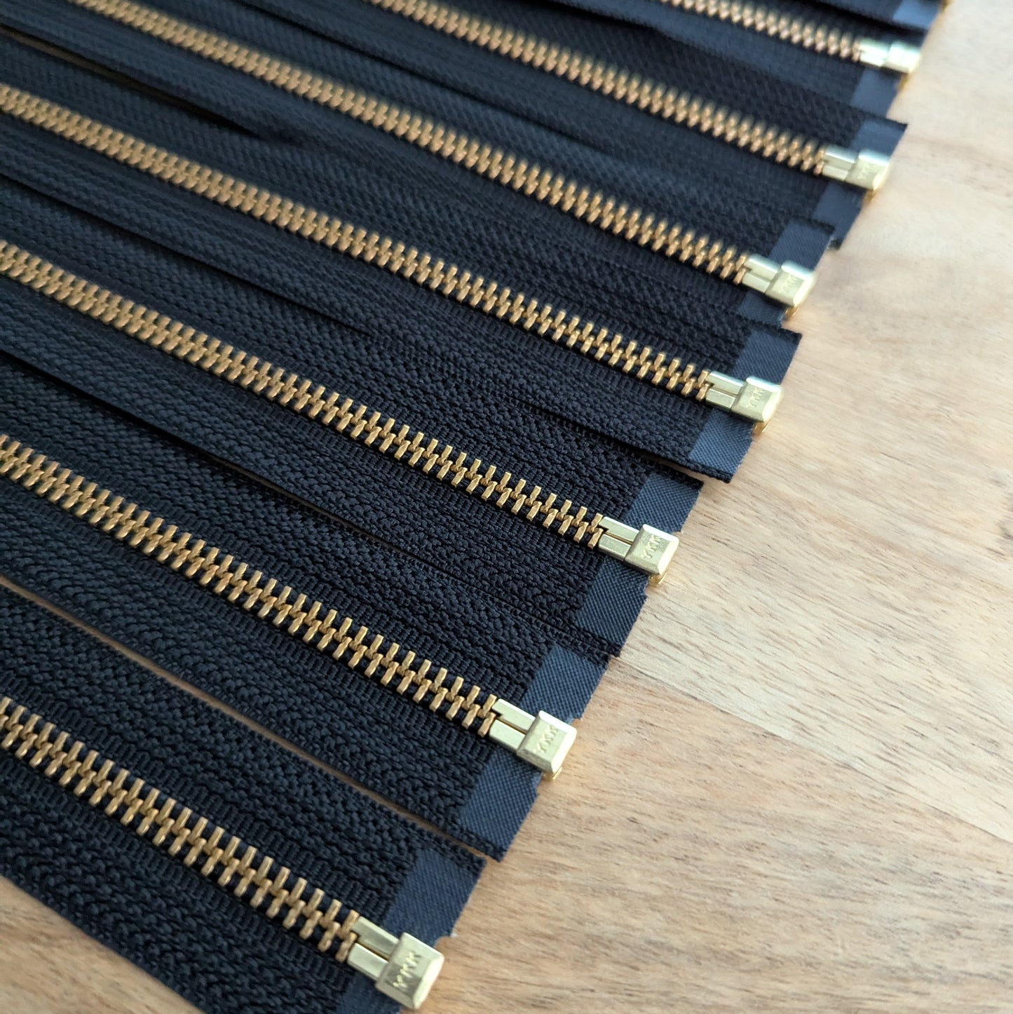 Destash Lot of 9 Zippers - 18" metal separating zippers in Black/Brass