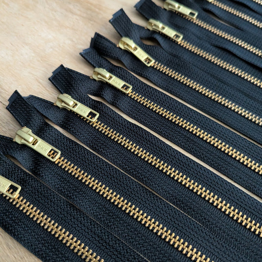 Destash Lot of 9 Zippers - 18" metal separating zippers in Black/Brass