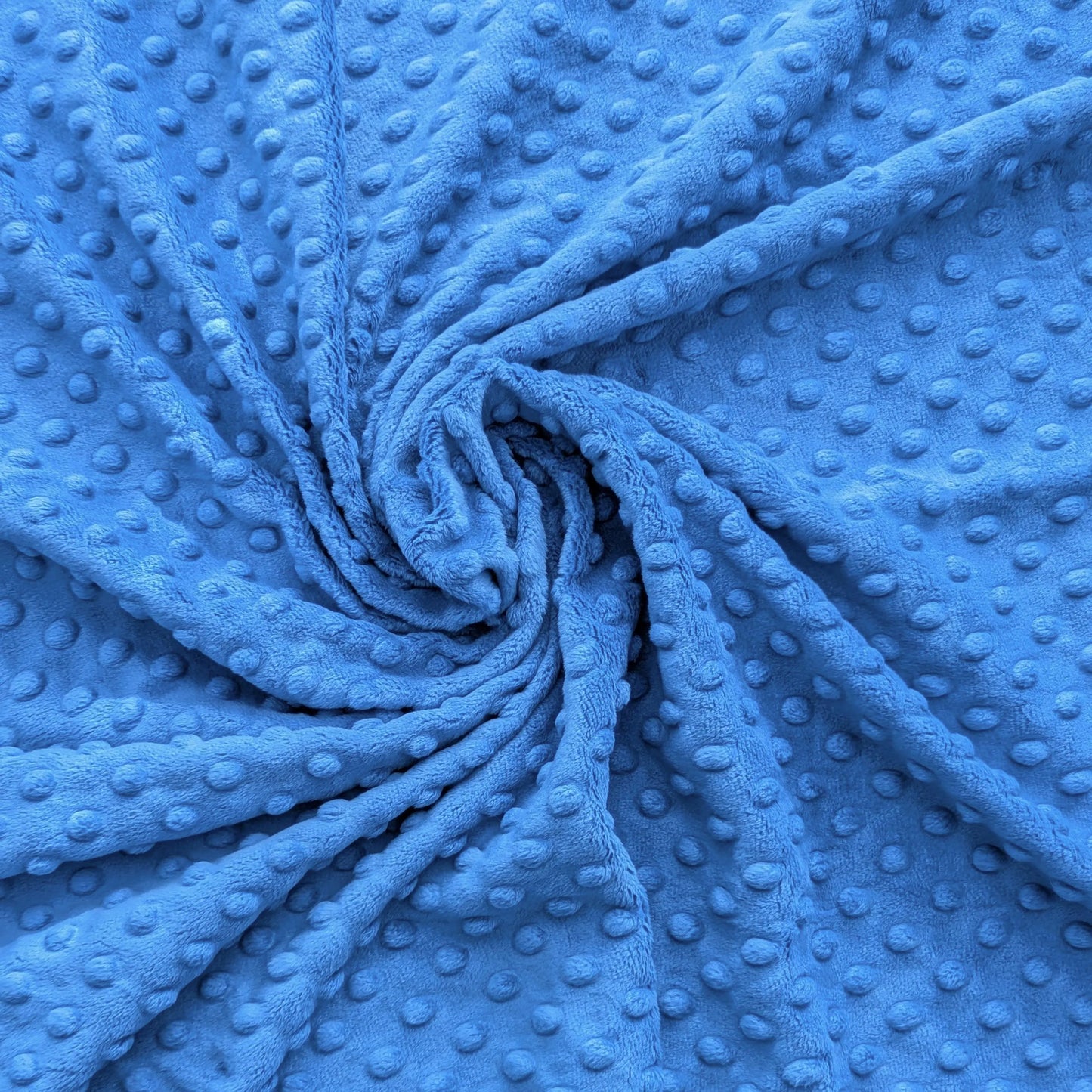 Destash of Premium, Raised Dot Textured Plush Fabric in Electric Blue (by the yard)