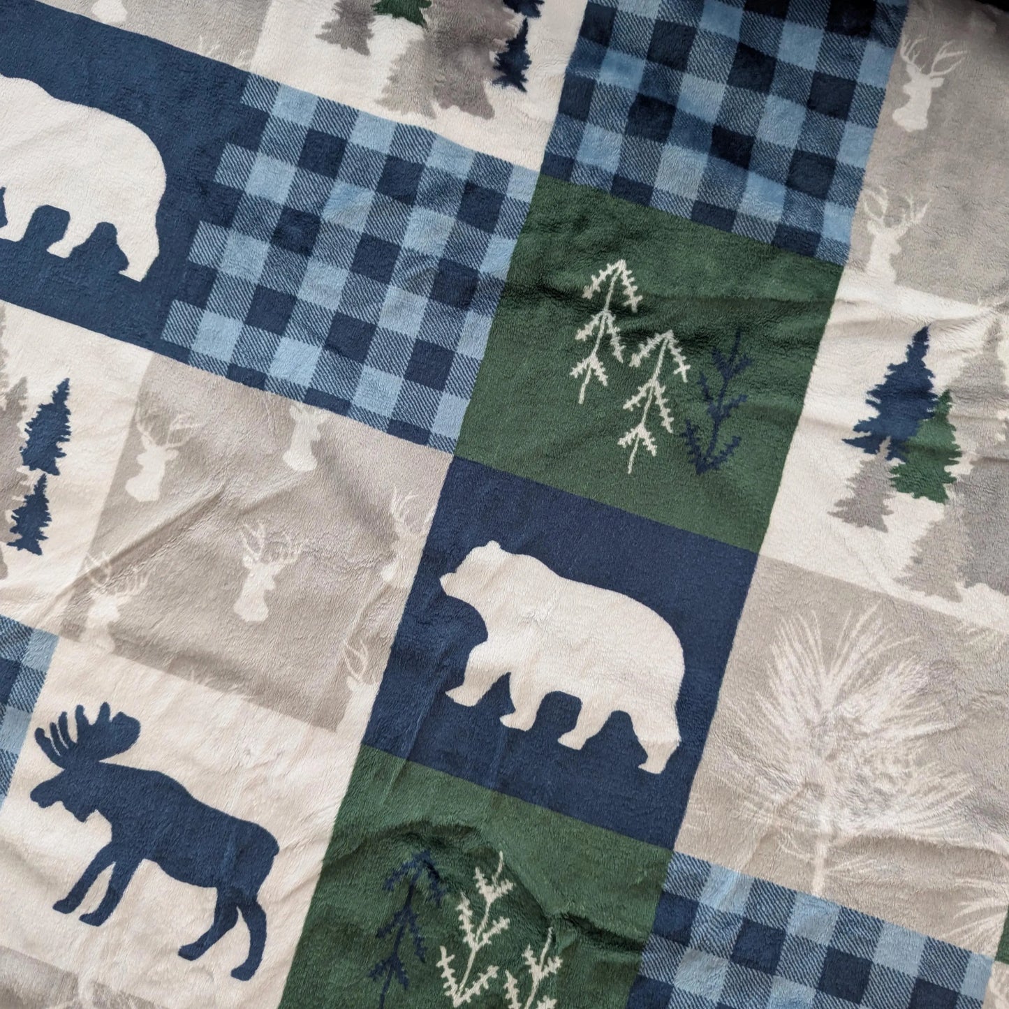 Destash of Premium, Digitally Printed Cabin Quilt Block Plush Fabric (by the yard)
