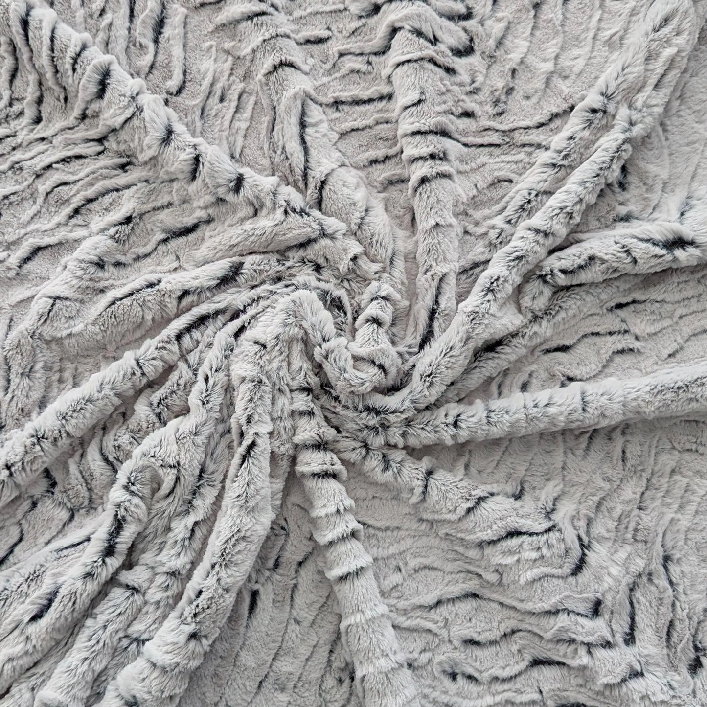 Destash of Premium, Heavyweight Animal Texture Plush Fabric in Light Gray/Black (by the yard)