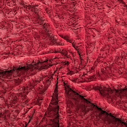 Destash of Luxe Cuddle Dynasty Minky Faux Fur Fabric in Garnet by Shannon Fabrics