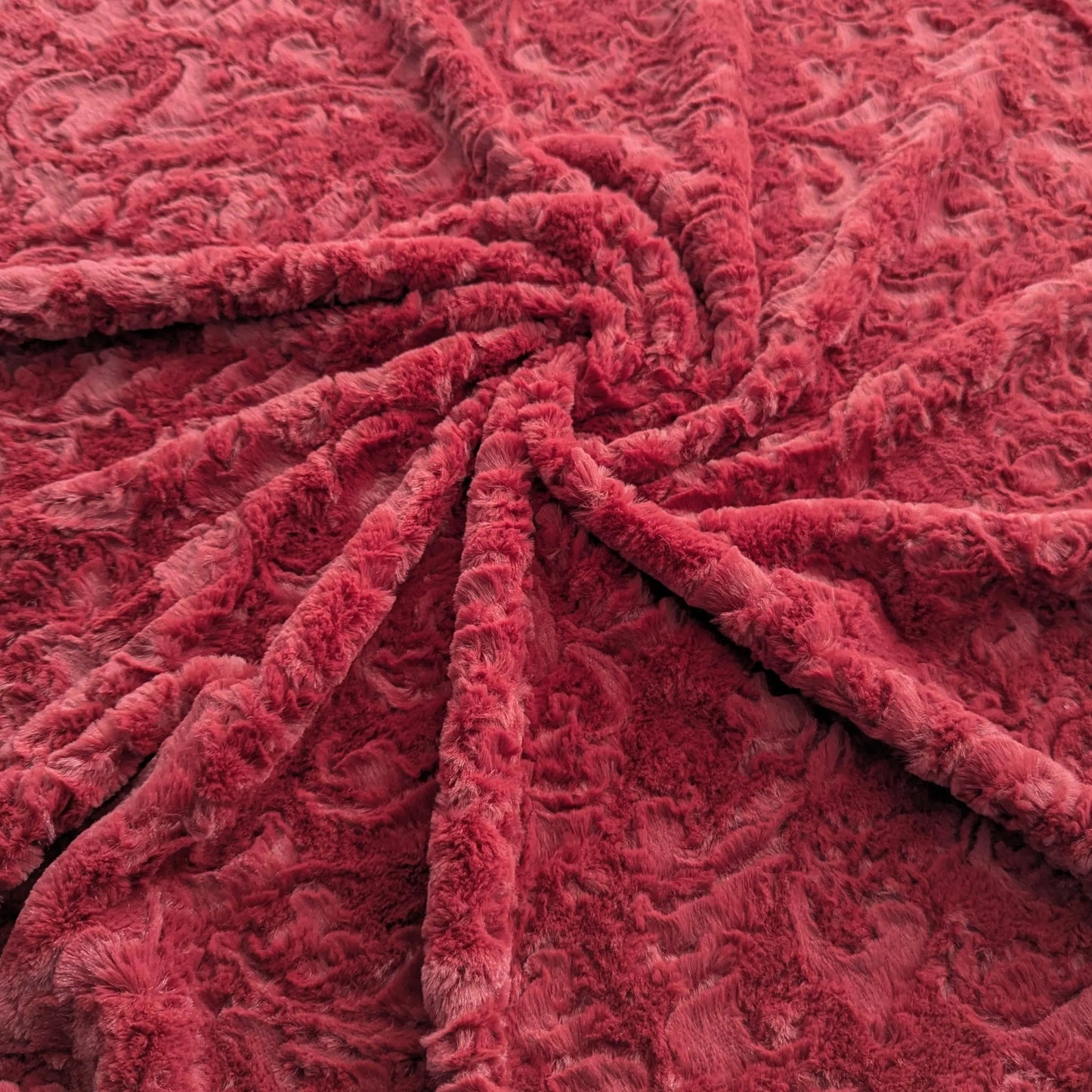 Destash of Luxe Cuddle Dynasty Minky Faux Fur Fabric in Garnet by Shannon Fabrics