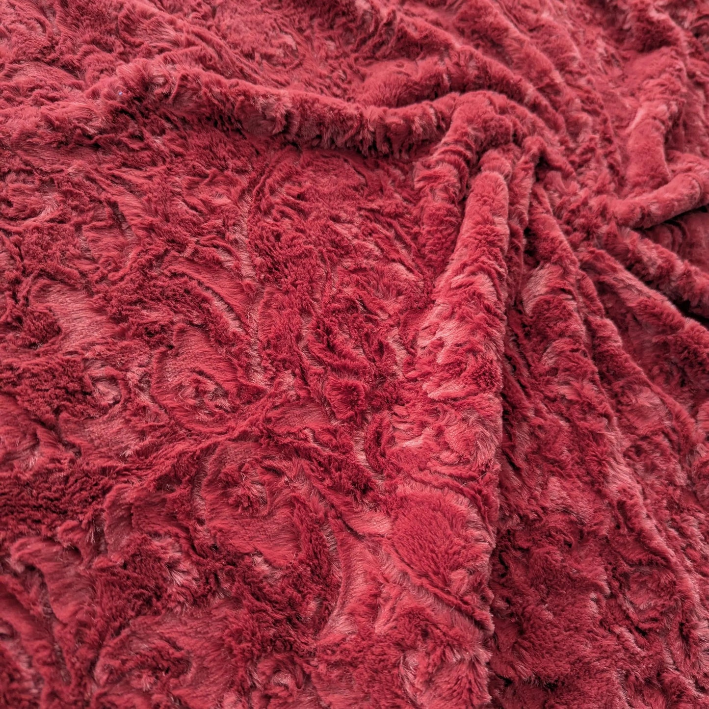 Destash of Luxe Cuddle Dynasty Minky Faux Fur Fabric in Garnet by Shannon Fabrics
