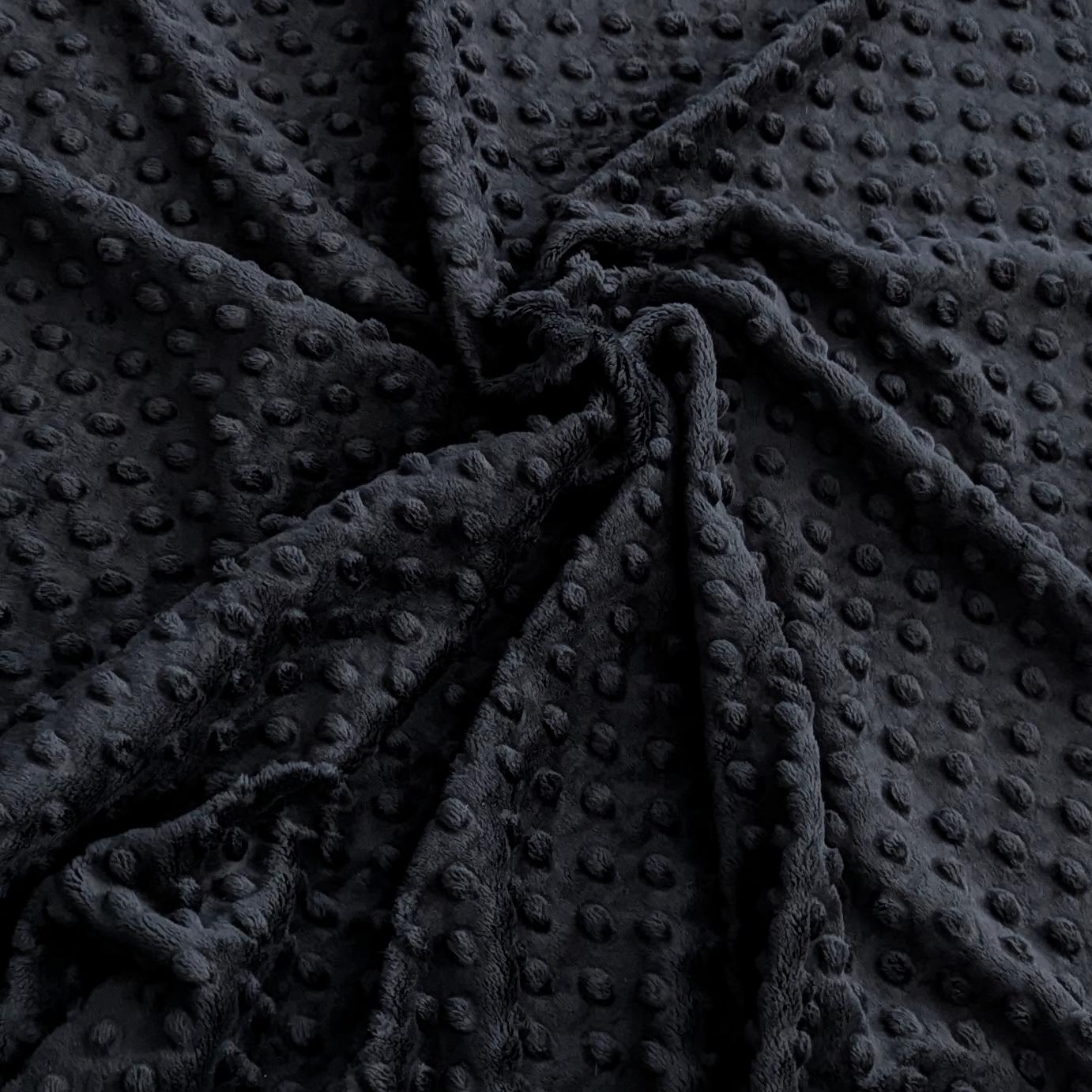 Destash of Premium, Raised Dot Textured Plush Fabric in Black (by the yard)