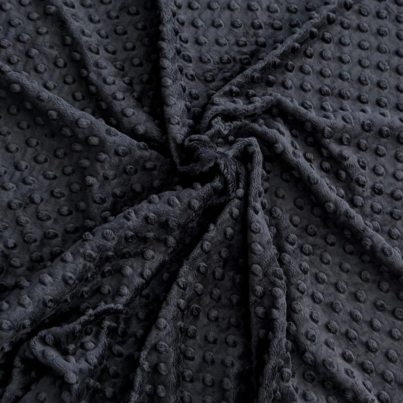 Destash of Premium, Raised Dot Textured Plush Fabric in Black (by the yard)
