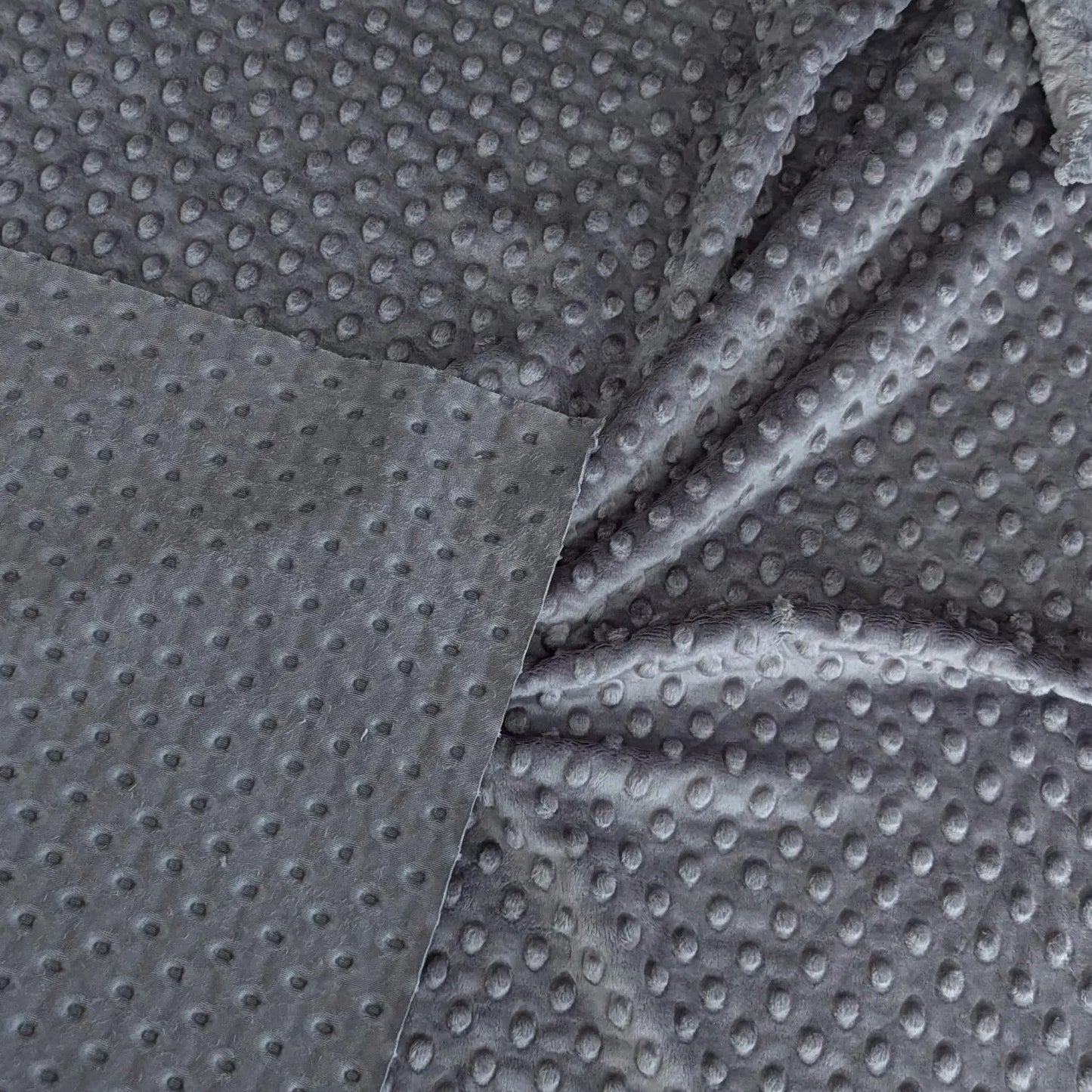 Destash of Premium, Raised Dot Textured Plush Fabric in Dark Gray (by the yard)