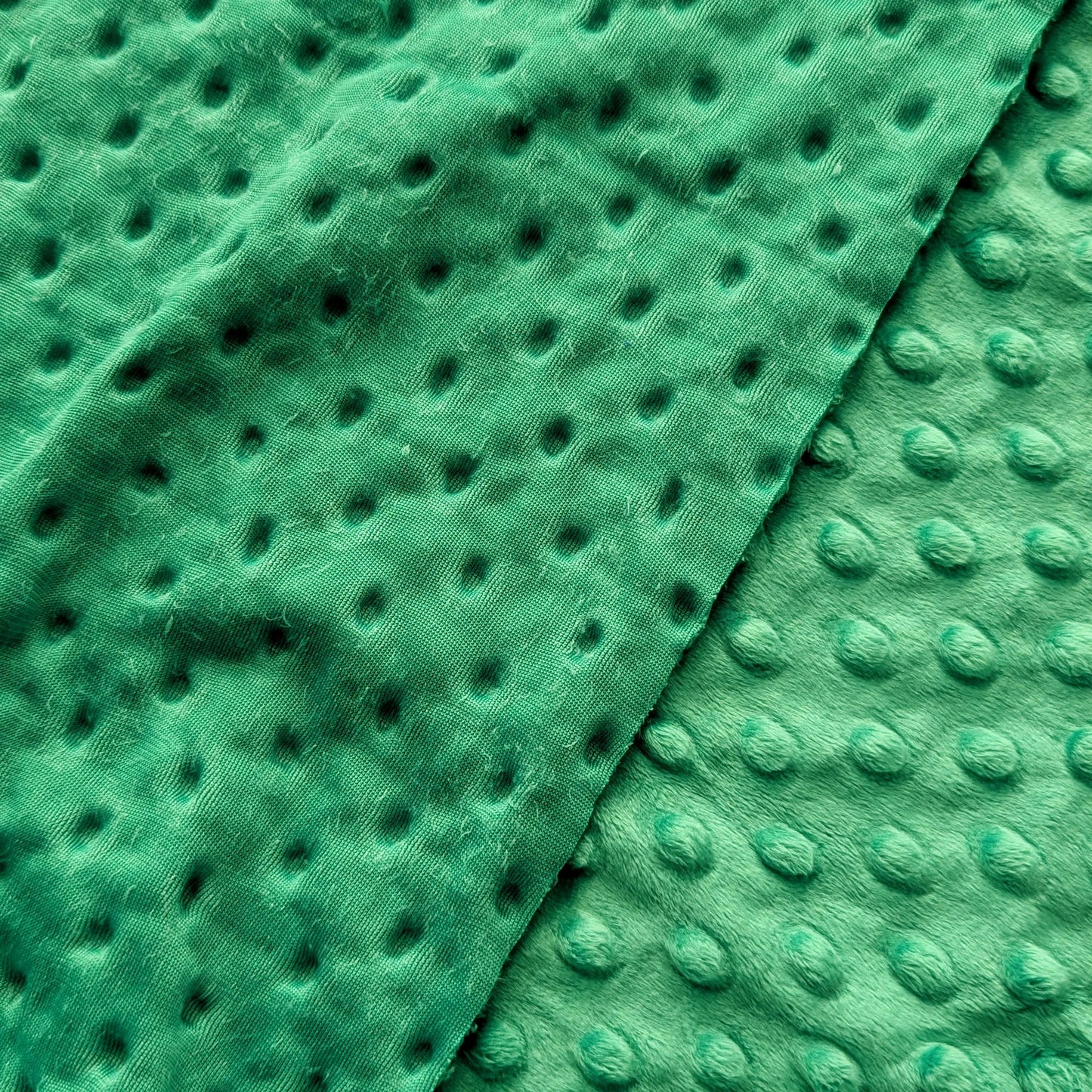 Destash of Premium, Raised Dot Textured Plush Fabric in Kelly Green (by the yard)
