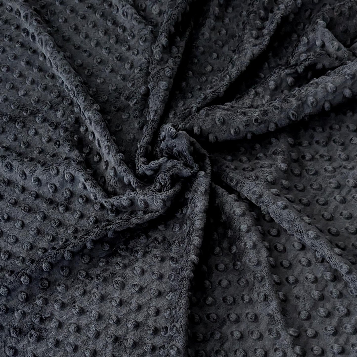 Destash of Premium, Raised Dot Textured Plush Fabric in Black (by the yard)