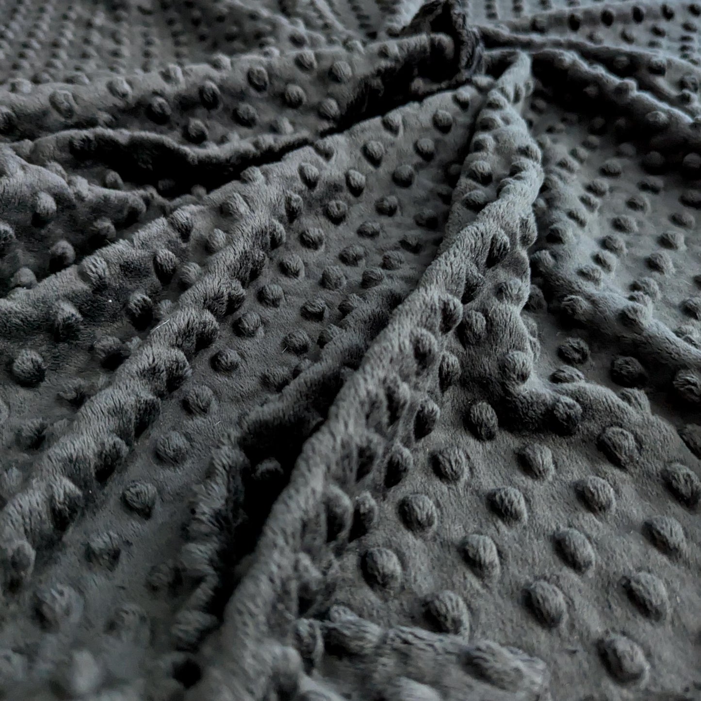 Destash of Premium, Raised Dot Textured Plush Fabric in Black (by the yard)
