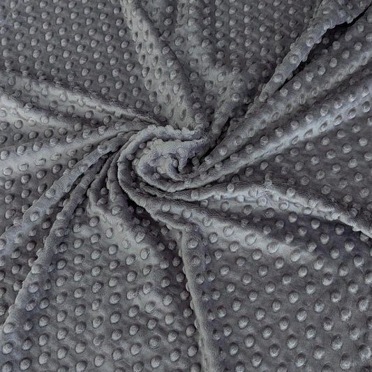 Destash of Premium, Raised Dot Textured Plush Fabric in Dark Gray (by the yard)