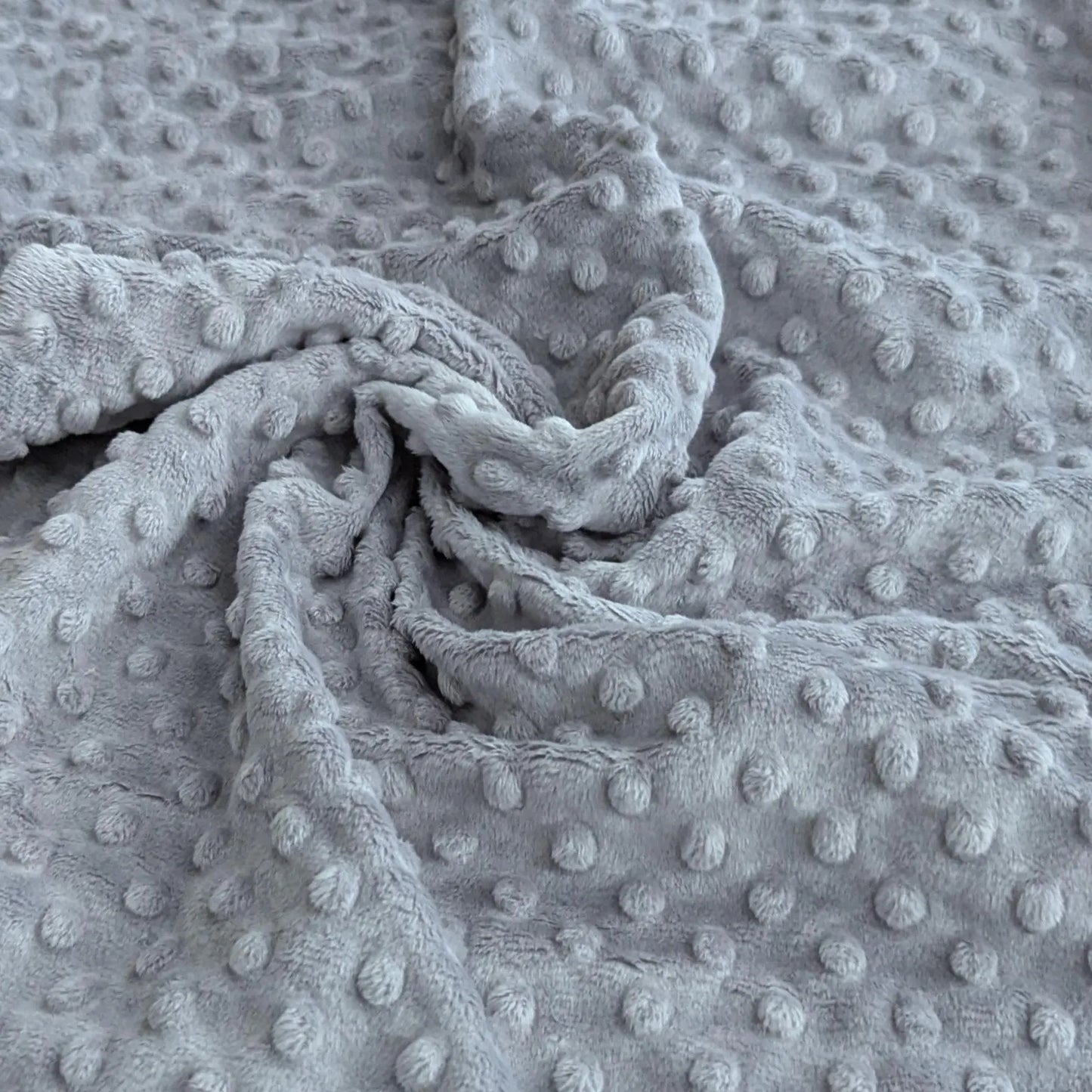 Destash of Premium, Raised Dot Textured Plush Fabric in Silver (by the yard)